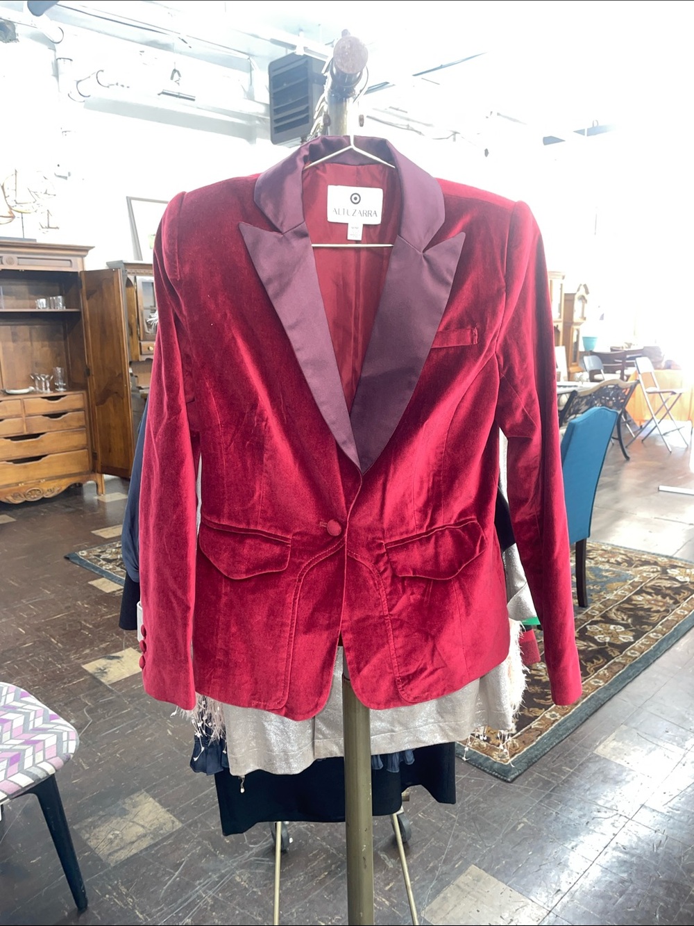Altuzarra For Target Red Velvet Blazer with Satin Lapel
